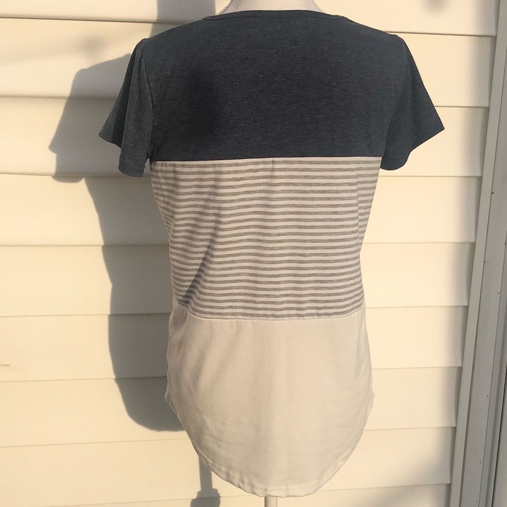 Navy Striped Short Sleeve Shirt - Picture 4 of 5